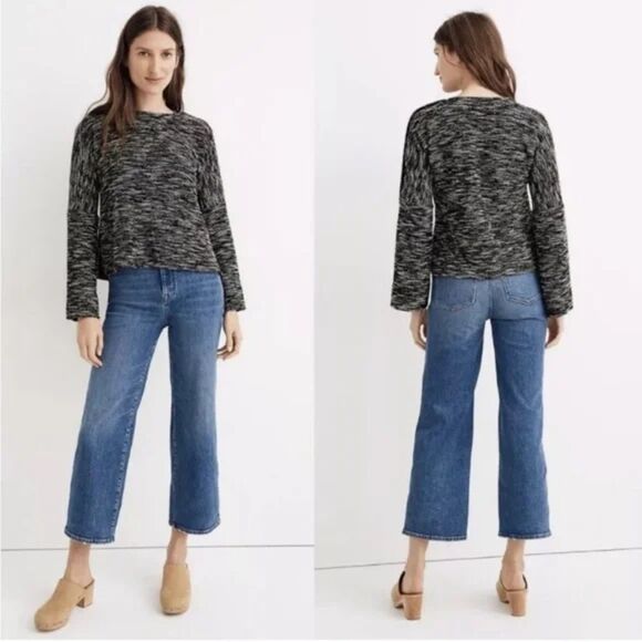 Madewell Button-Shoulder Wide-Sleeve Top in True Black, Sz Med, Transition - Picture 8 of 8